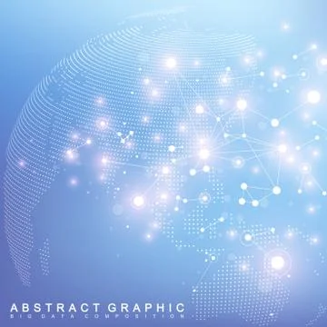 Big data complex world globe. Graphic abstract background communication Stock Illustration