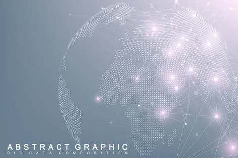 Big data complex world globe. Graphic abstract background communication 스톡 일러스트