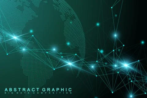 Big data complex world globe. Graphic abstract background communication Illustrazione stock