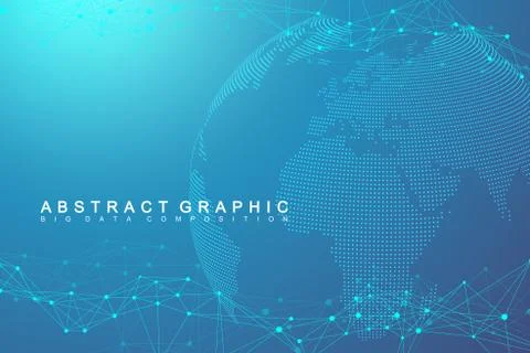 Big data complex world globe. Graphic abstract background communication Stock Illustration