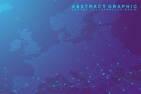 Big data complex world globe. Graphic abstract background communication Stock Illustration