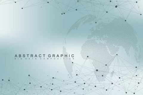 Big data complex world globe. Graphic abstract background communication Illustrazione stock