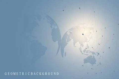 Big data complex world globe. Graphic abstract background communication Stock Illustration