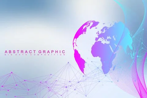 Big data complex world globe. Graphic abstract background communication Illustrazione stock