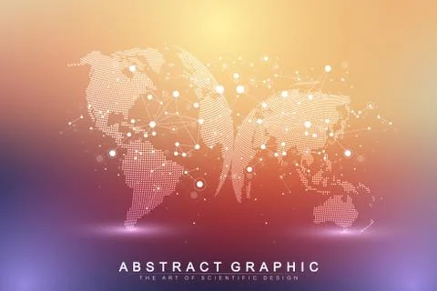 Big data complex world globe. Graphic abstract background communication Illustrazione stock