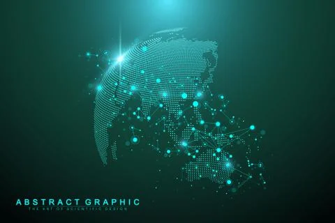 Big data complex world globe. Graphic abstract background communication Illustrazione stock
