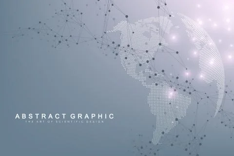 Big data complex world globe. Graphic abstract background communication Stock Illustration