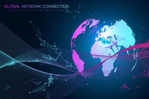 Big data complex world globe. Graphic abstract background communication Stock Illustration