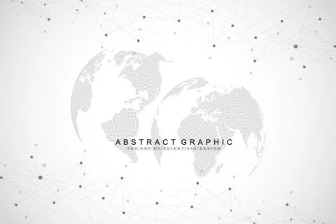 Big data complex world globe. Graphic abstract background communication 스톡 일러스트