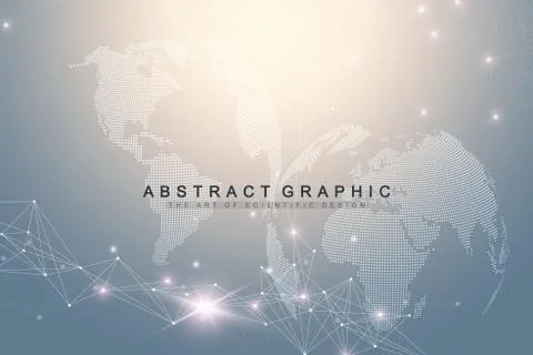 Big data complex world globe. Graphic abstract background communication Illustrazione stock