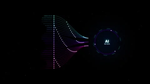 Big Data Compression Pipeline and Neural Processing Hub Loop Stock Footage 345255280