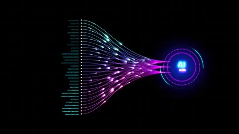 Big Data Compression Pipeline and Neural Processing Hub Loop Stock Footage 345255344
