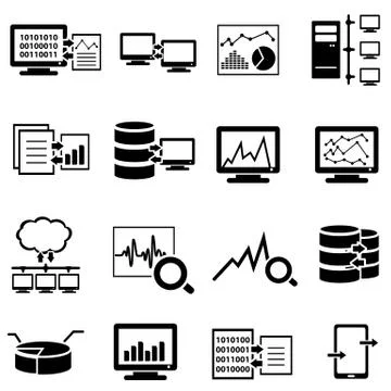 Big data, computer and cloud computing web icons 스톡 일러스트