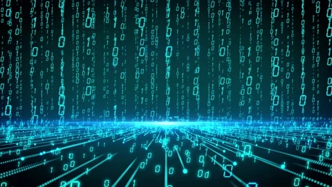 Big data computer binary digital code space technology background Stock Footage 126563263