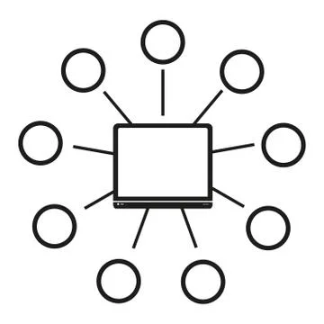 Big data Computer communication with others Vector black icon on white Stock Illustration