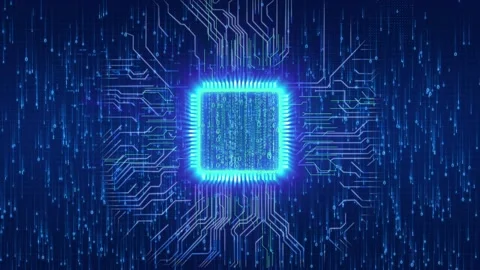 Big data computer digital CPU chip processor technology background Stock Footage 145873270