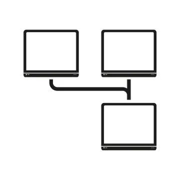 Big data Computer network Vector black icon on white background. Stock Illustration