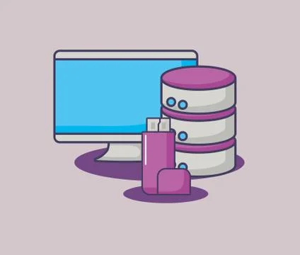 Big data computer usb technology innovation 스톡 일러스트