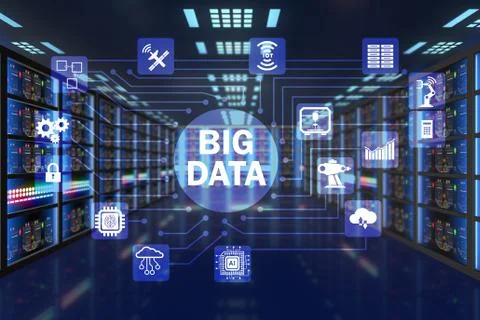 Big data computing concept of modern IT technology 스톡 일러스트