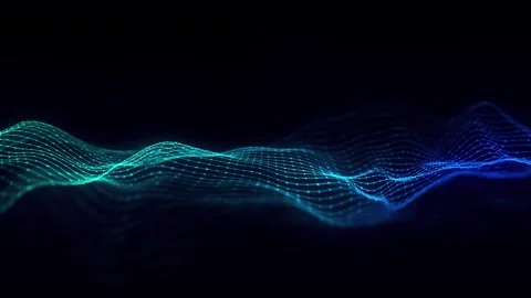 Big Data concept. blue digital wave with binary particles on a dark background Stock Footage 332182449