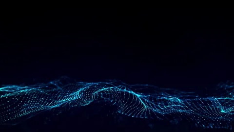 Big Data concept. blue digital wave with binary particles on a dark background Stock Footage 332182466