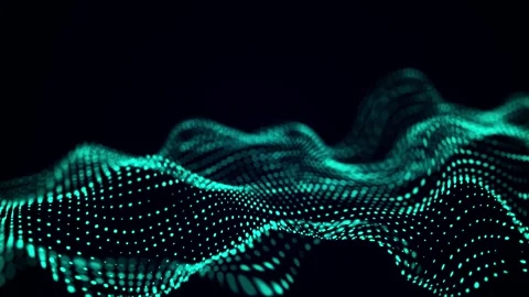 Big Data concept. blue digital wave with binary particles on a dark background Stock Footage 332182471