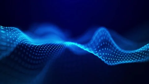 Big Data concept. blue digital wave with binary particles on a dark background Stock Footage 332182480