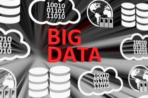 BIG DATA concept blurred background 3d render illustration Stock Illustration