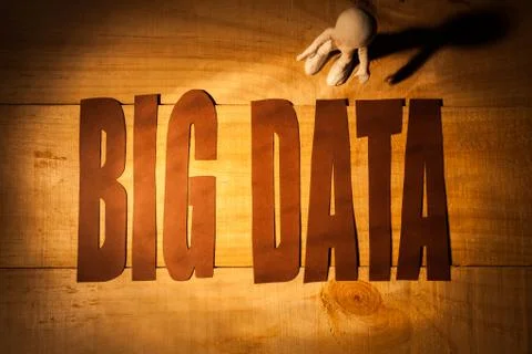 Big Data concept, cogwheels and 3D white man Stock Photos