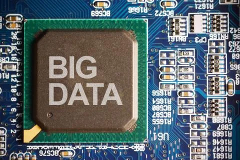 Big data concept with computer motherboard macro close up Stock Photos