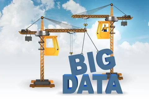 Big data concept with crane lifting letters Stock Photos