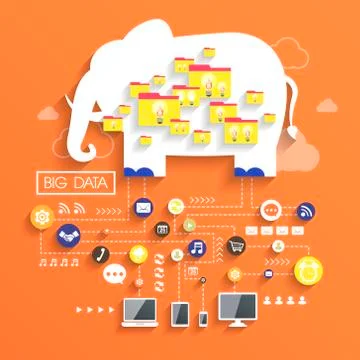 Big data concept in flat design Illustrazione stock