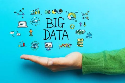 Big Data concept with hand イラスト素材