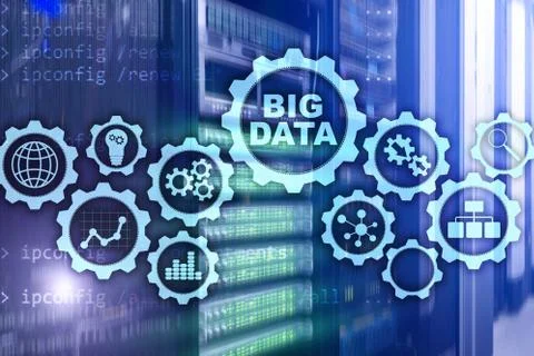 Big Data Concept of hi tech and innovation in business and production. Virtual Foto stock