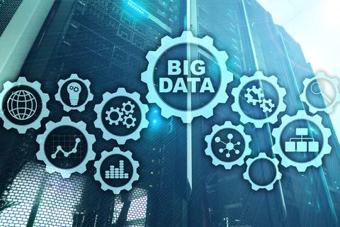 Big Data Concept of hi tech and innovation in business and production. Virtual Stock Photos