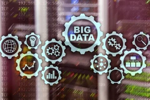 Big Data Concept of hi tech and innovation in business and production. Vir... Stock-Fotos