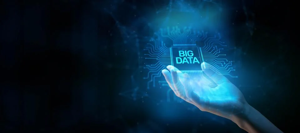 Big Data Concept: Managing Large-Scale Datasets Illustrated on a Processor To Stock Photos