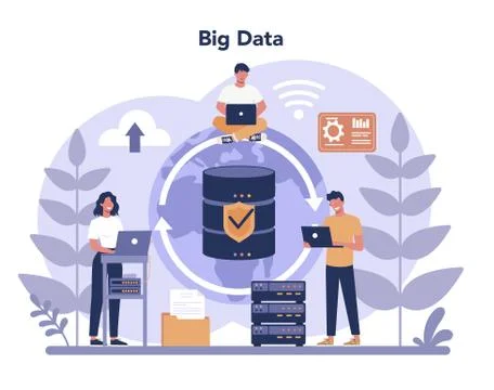 Big data concept. Modern computer technology. Analyzing digital Stock Illustration