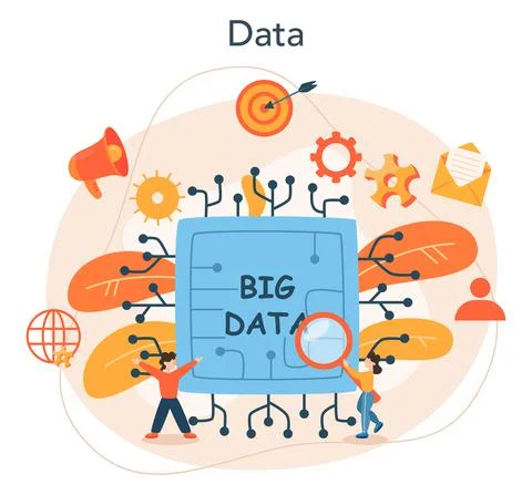 Big data concept. Modern computer technology. Analyzing digital Stock Illustration