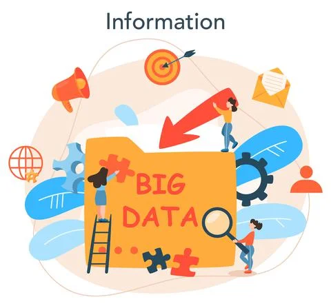 Big data concept. Modern computer technology. Analyzing digital Illustrazione stock