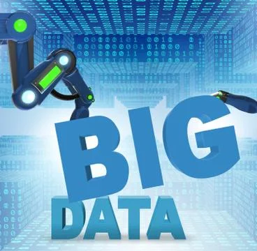 Big data concept with robotic arms - 3d rendering イラスト素材
