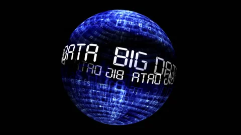 Big data concept on rotating sphere Stock Footage 158772433
