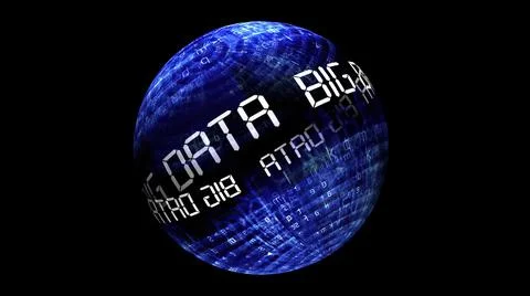 Big data concept on rotating sphere Illustrazione stock
