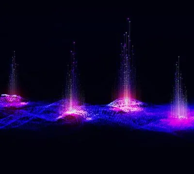 Big Data Concept with Salient Data Points on Digital Matrix Illustrazione stock