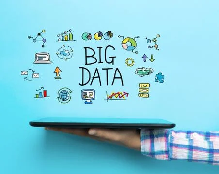 Big Data concept with a tablet 스톡 일러스트