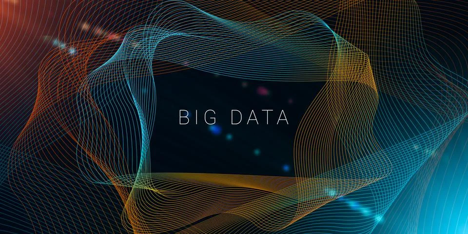 Big Data. Conceptual Abstract Technology Background With Digital Colorful Waves 스톡 일러스트