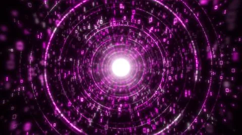 Big data conduction big data tunnel with binary code visualisation UHD 4K 3D Illustrazione stock