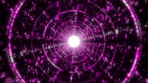 Big data conduction big data tunnel with binary code visualisation UHD 4K 3D Stock Illustration