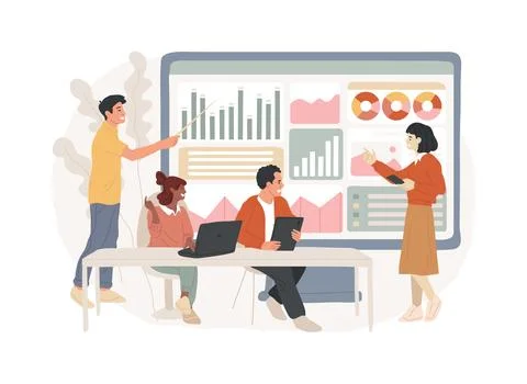 Big data conference isolated concept vector illustration. Ilustración de archivo