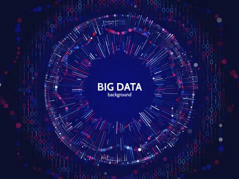 Big data connection structure. Abstract element with lines, dots and binary c イラスト素材